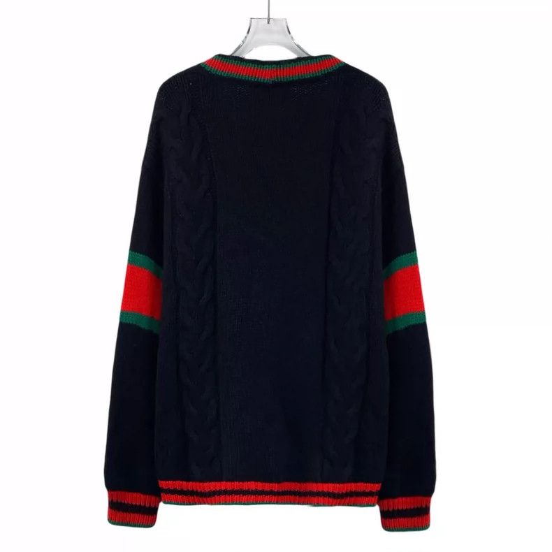 Gucci Gucci Black Striped Wool V-Neck Cardigan Size M / US 6-8 / IT 42-44 - 2 Thumbnail