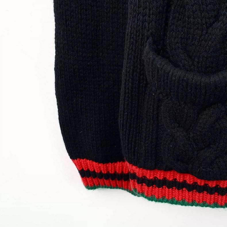 Gucci Gucci Black Striped Wool V-Neck Cardigan Size M / US 6-8 / IT 42-44 - 4 Thumbnail