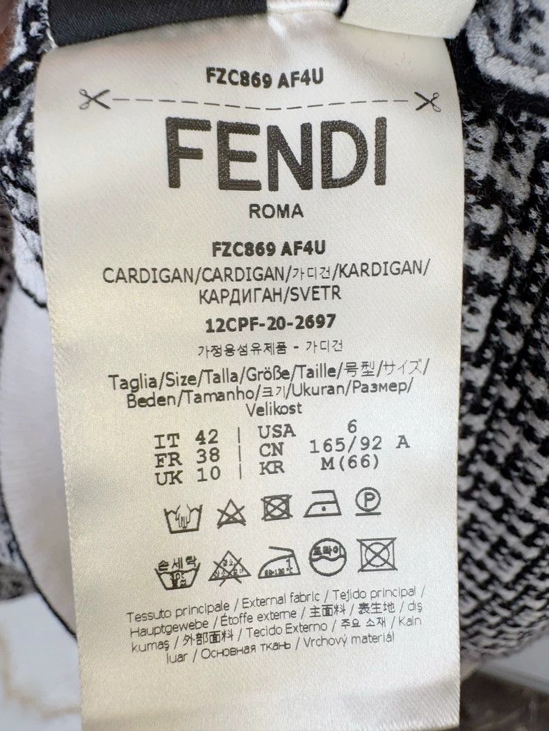 Fendi Gray Checkered Fendi Cardigan Sweater Size L / US 10 / IT 46 - 4 Thumbnail