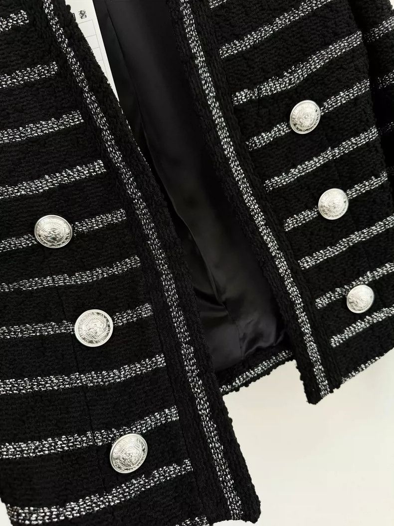 Balmain Balmain Striped Knit Jacket in Black-dmc Size US XS / EU 42 / 0 - 4 Thumbnail