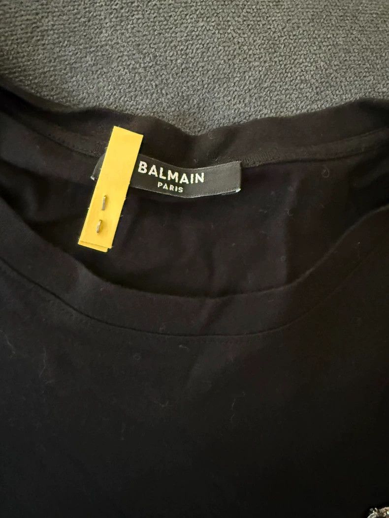 Balmain Balmain Black T-Shirt with Bead Detail-dmc Size US S / EU 44-46 / 1 - 3 Thumbnail