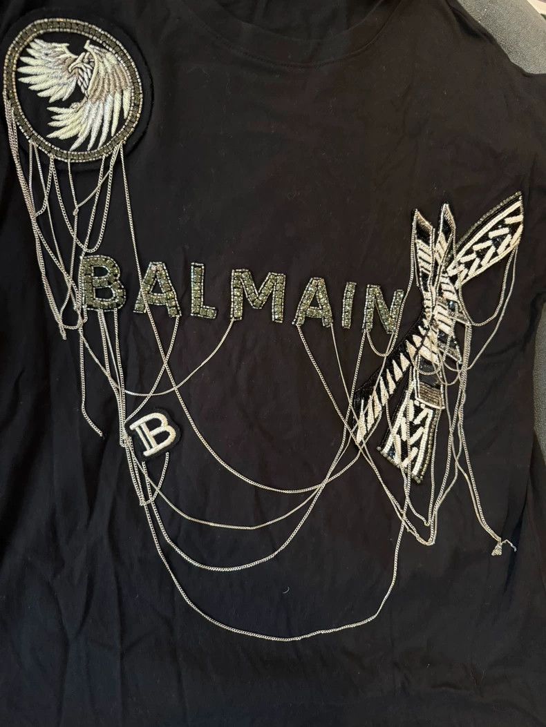 Balmain Balmain Black T-Shirt with Bead Detail-dmc Size US S / EU 44-46 / 1 - 2 Thumbnail