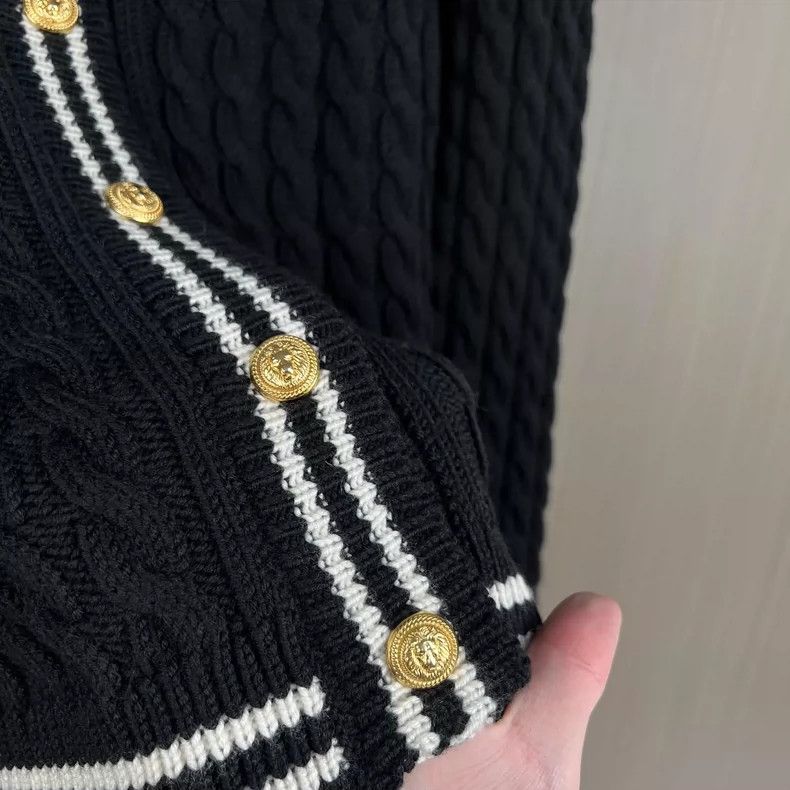 Balmain Balmain Gold Button Knit Cardigan in Black-dmc Size US S / EU 44-46 / 1 - 5 Thumbnail
