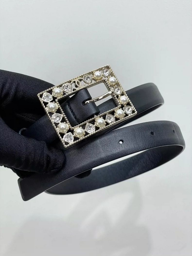 Chanel Pearl Rhinestone Buckle Waist Belt-dmc