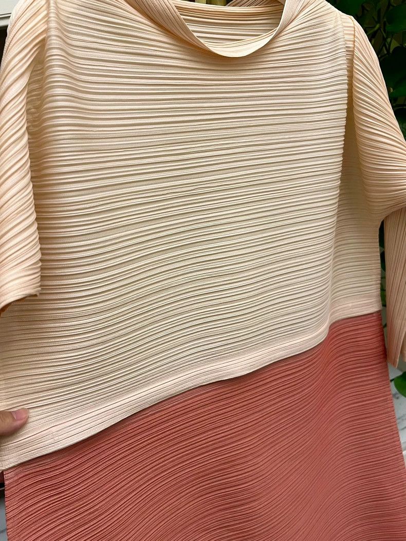 Issey Miyake Three-Yarn Spring Dress in Beige and Pink-yf Size 22" - 3 Thumbnail