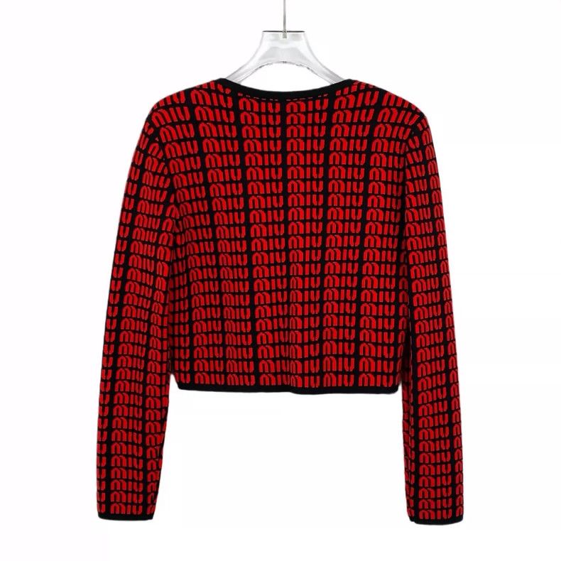 Miu Miu Miu Miu Red Logo Long Sleeve Knit Top Size M / US 6-8 / IT 42-44 - 2 Thumbnail