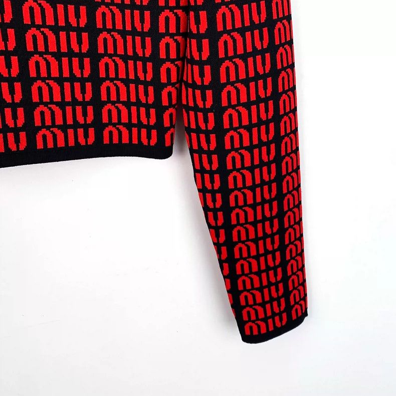 Miu Miu Miu Miu Red Logo Long Sleeve Knit Top Size M / US 6-8 / IT 42-44 - 4 Thumbnail