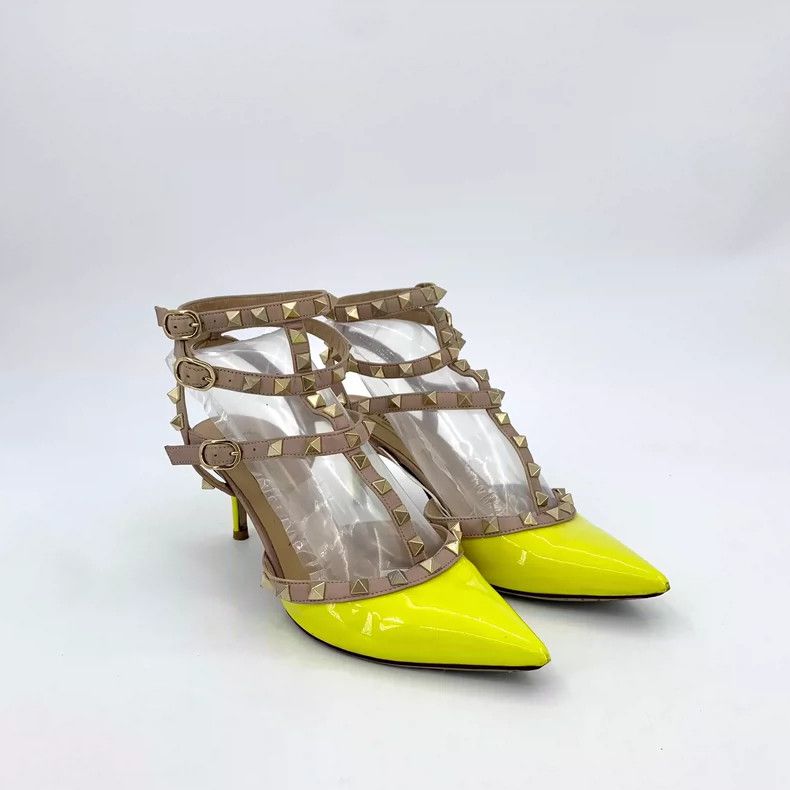 Valentino Valentino Yellow Studded Pointed Heels Size US 6 / IT 36 - 2 Thumbnail