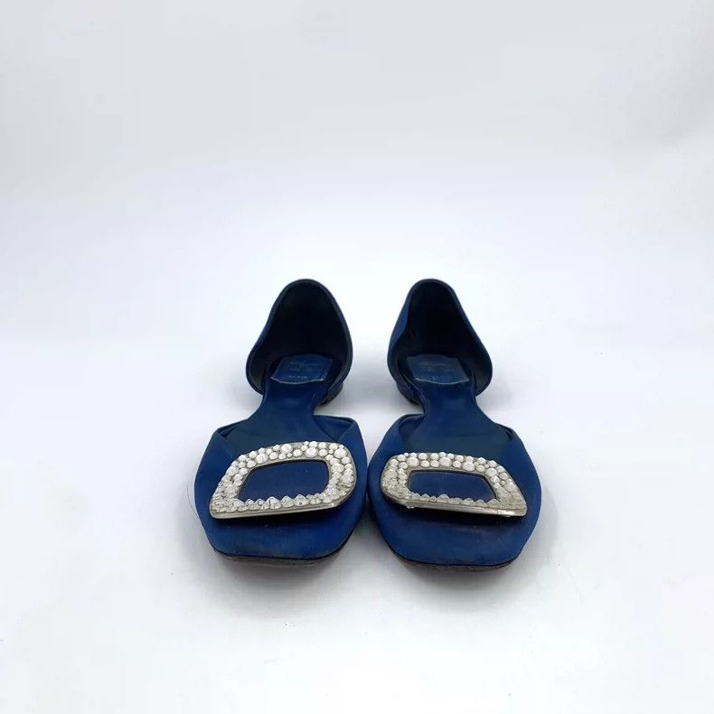 Christian Louboutin Blue Satin Casual Flats with Rhinestones Size US 6 / IT 36 - 3 Thumbnail