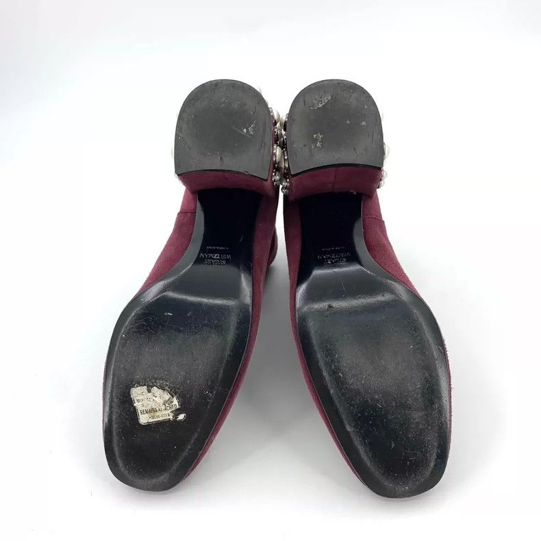 Stuart Weitzman Purple Pearl Decorated Chunky Heel Booties Size US 6 / IT 36 - 5 Thumbnail