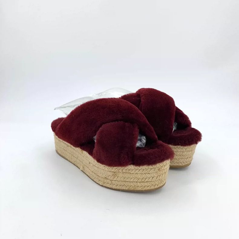 Miu Miu MiuMiu Red Plush Thick Sole Slippers Size US 7 / IT 37 - 2 Thumbnail