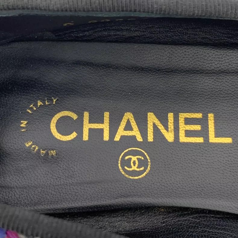 Chanel Chanel Black Leather Bow Detail Flats Size US 7 / IT 37 - 8 Thumbnail