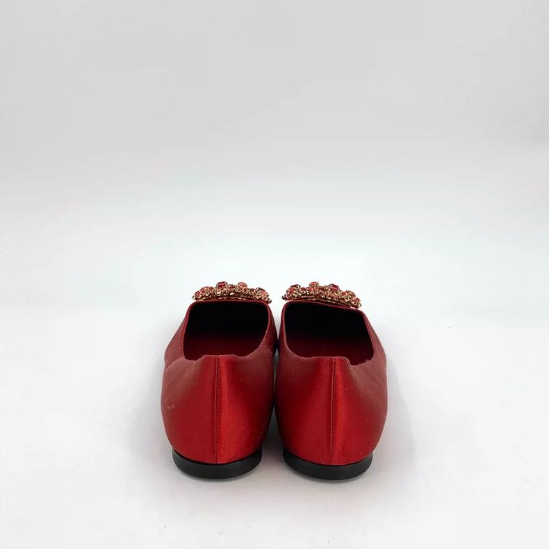 Roger Vivier Red Pointed Flats with Rhinestone Detail Size US 7 / IT 37 - 4 Thumbnail