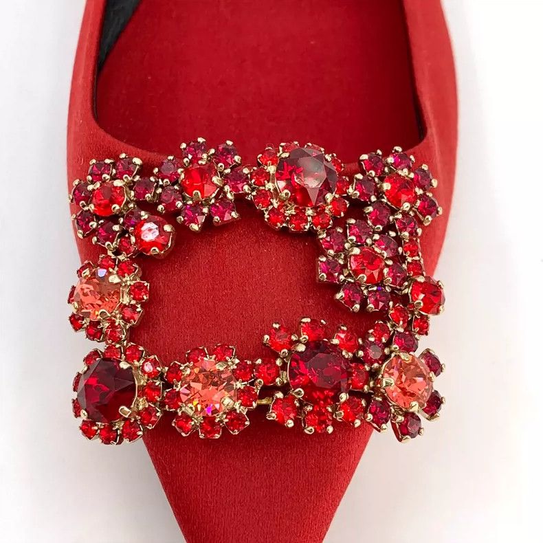 Roger Vivier Red Pointed Flats with Rhinestone Detail Size US 7 / IT 37 - 6 Thumbnail