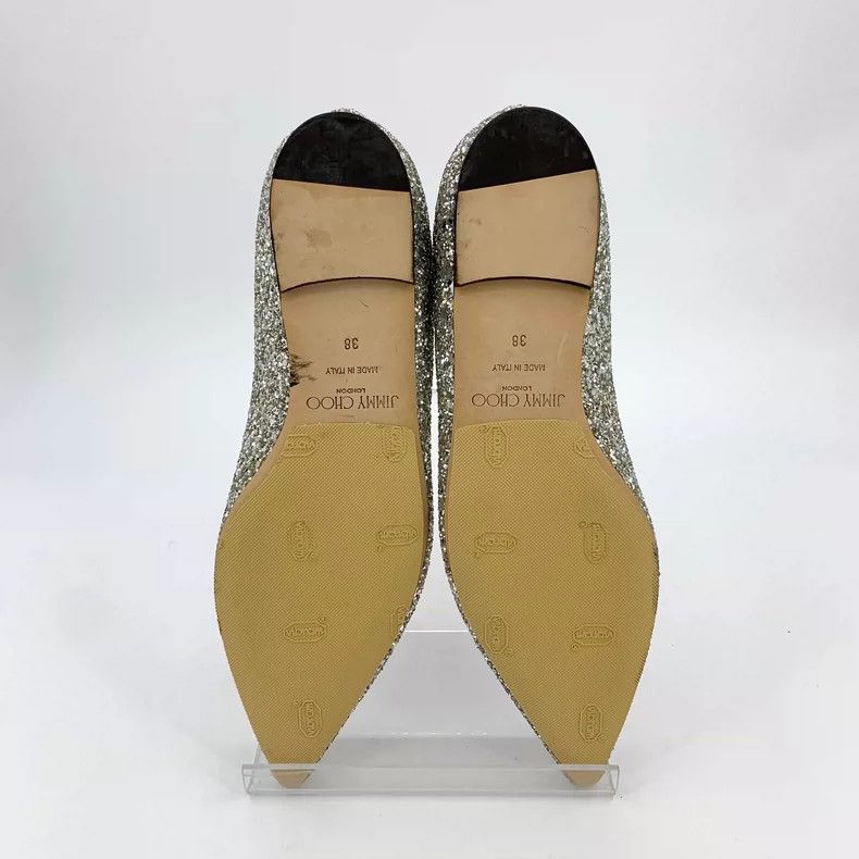 Jimmy Choo Jimmy Choo Silver Pointed Flat Shoes Size US 7 / IT 37 - 5 Thumbnail