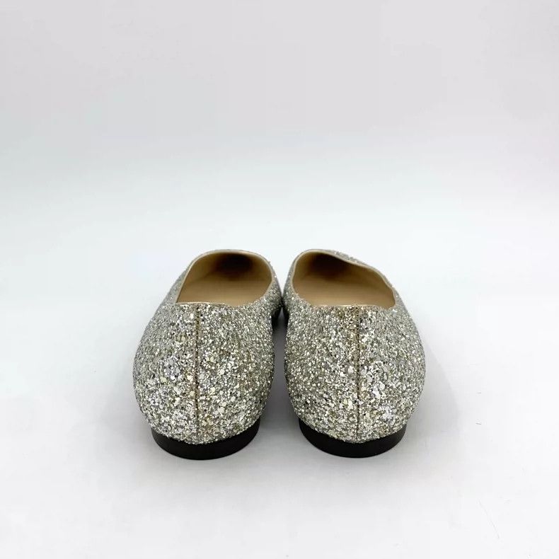 Jimmy Choo Jimmy Choo Silver Pointed Flat Shoes Size US 7 / IT 37 - 4 Thumbnail