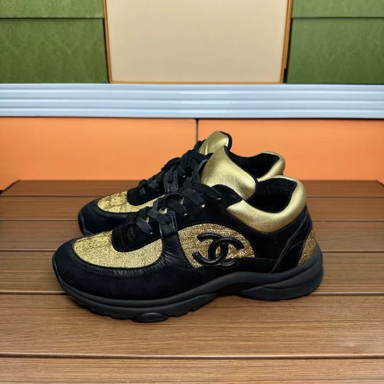 Chanel Chanel Black and Gold Sneakers Size 36 Size US 6 / IT 36 - 5 Thumbnail