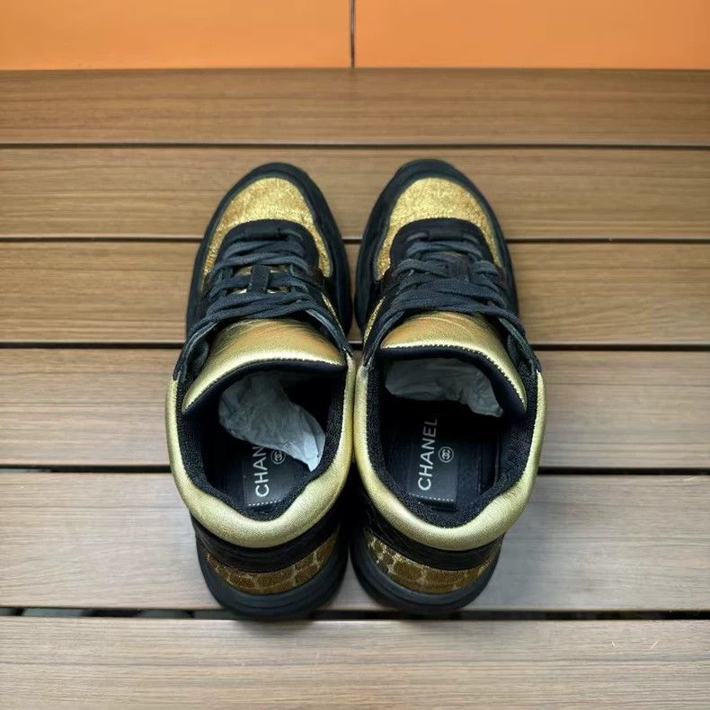 Chanel Chanel Black and Gold Sneakers Size 36 Size US 6 / IT 36 - 3 Thumbnail