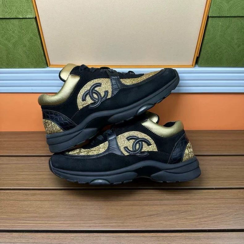 Chanel Chanel Black and Gold Sneakers Size 36 Size US 6 / IT 36 - 6 Thumbnail