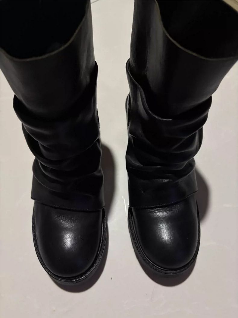 Yohji Yamamoto Vintage Zucca Wrinkled Leather Ankle Boots Size US 7 / IT 37 - 6 Thumbnail