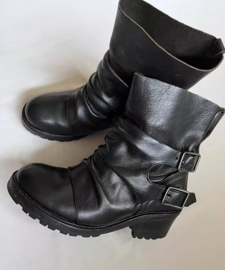 Yohji Yamamoto Vintage Zucca Wrinkled Leather Ankle Boots Size US 7 / IT 37 - 5 Thumbnail