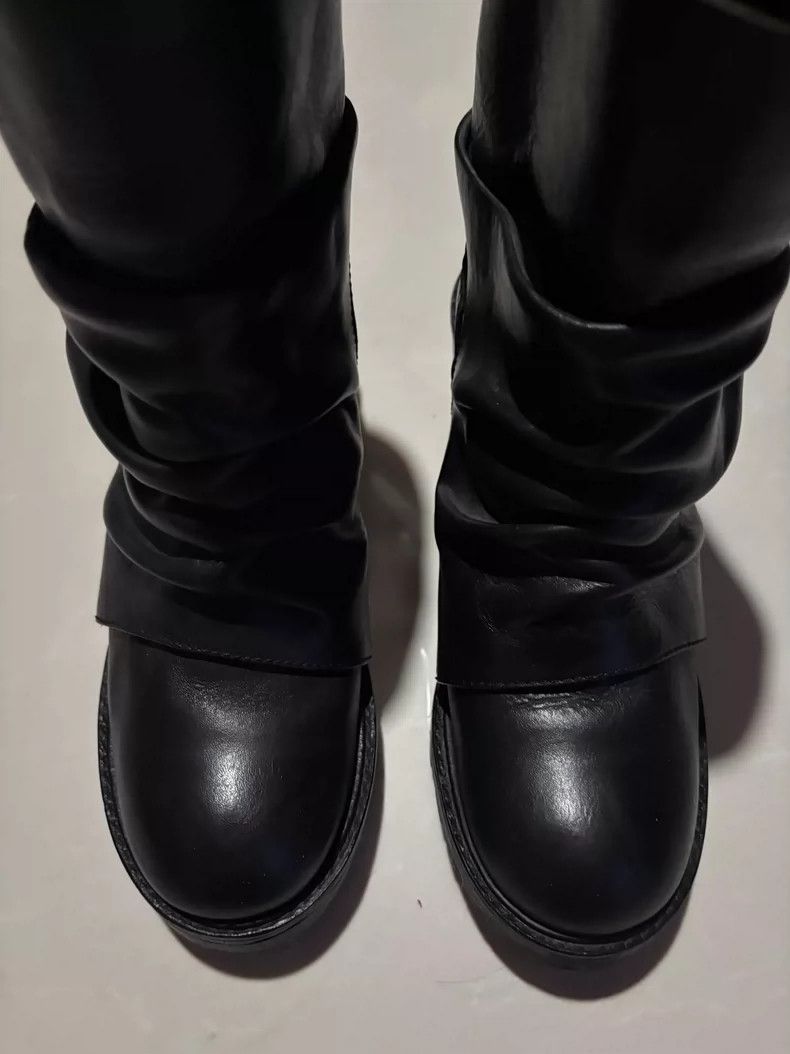 Yohji Yamamoto Vintage Zucca Wrinkled Leather Ankle Boots Size US 7 / IT 37 - 7 Thumbnail