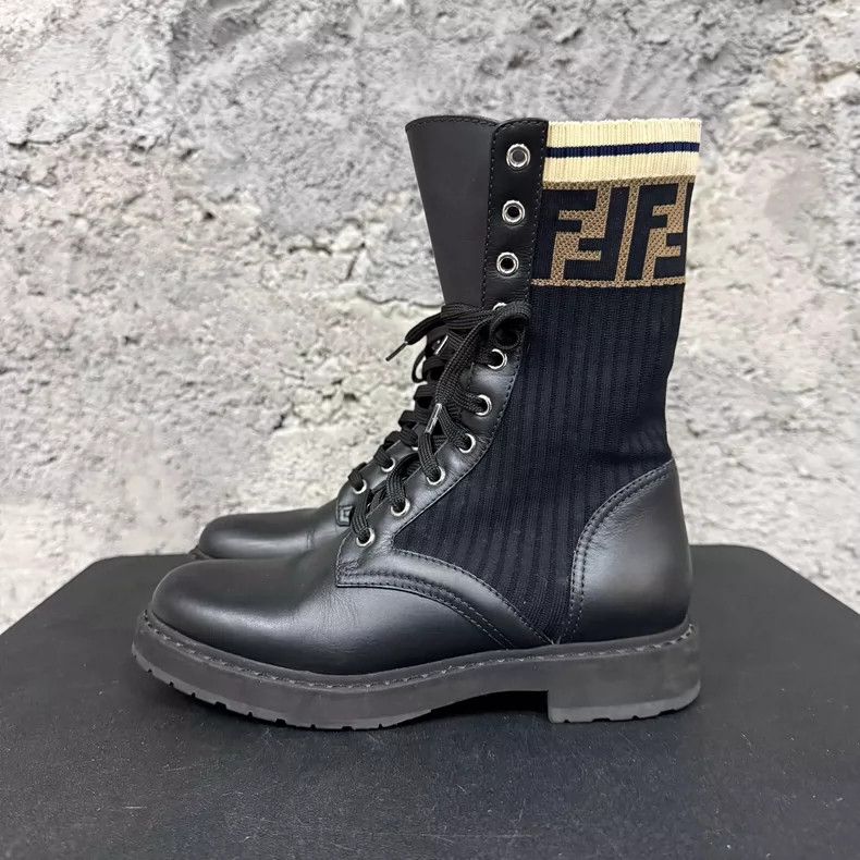 Fendi Fendi Black Lace-Up Knee-High Boots Size US 8 / IT 38 - 2 Thumbnail
