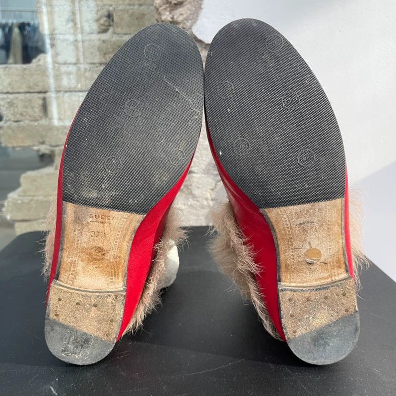 Gucci Gucci Red Shoes with Fur Details Size US 7 / IT 37 - 7 Thumbnail