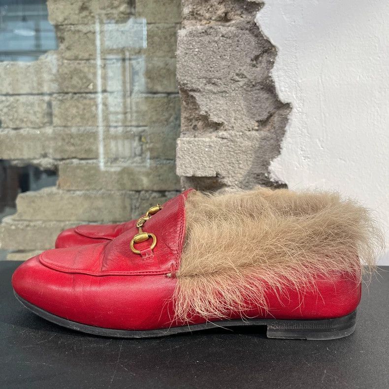 Gucci Gucci Red Shoes with Fur Details Size US 7 / IT 37 - 2 Thumbnail