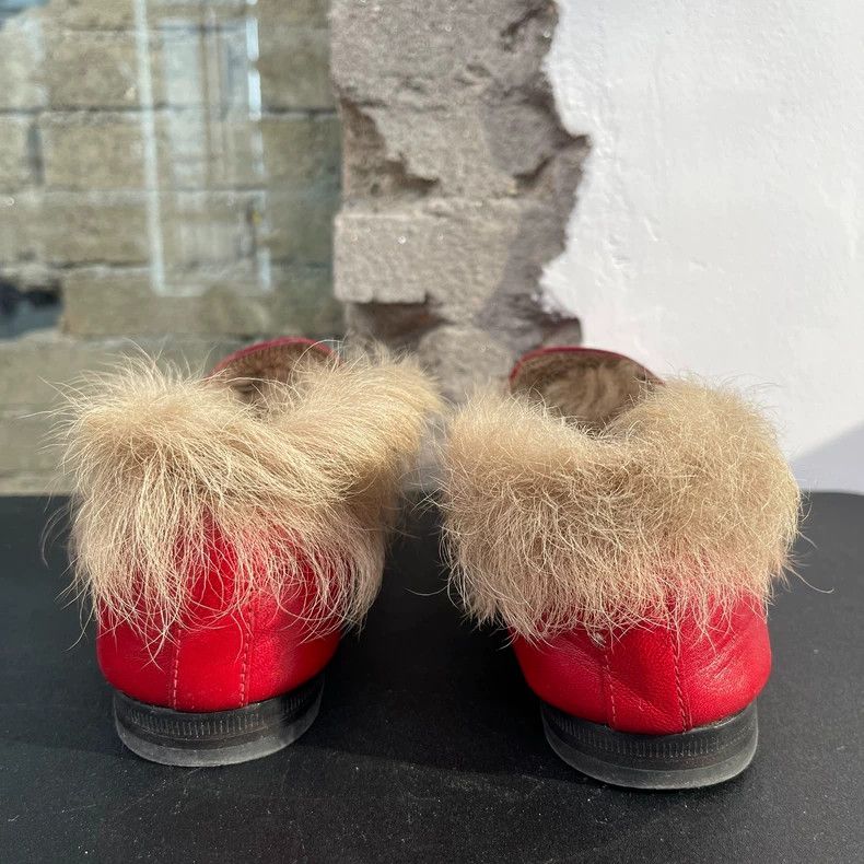 Gucci Gucci Red Shoes with Fur Details Size US 7 / IT 37 - 3 Thumbnail