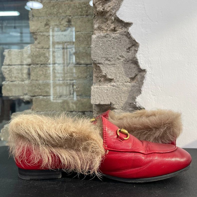 Gucci Gucci Red Shoes with Fur Details Size US 7 / IT 37 - 4 Thumbnail