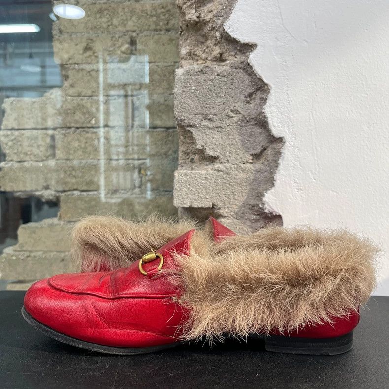 Gucci Gucci Red Shoes with Fur Details Size US 7 / IT 37 - 5 Thumbnail