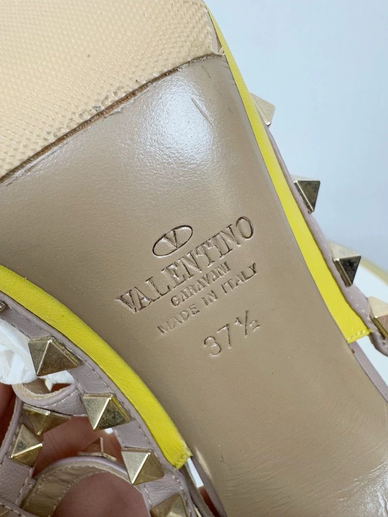 Valentino Valentino Yellow Heeled Sandals with Studs Size US 7 / IT 37 - 7 Thumbnail