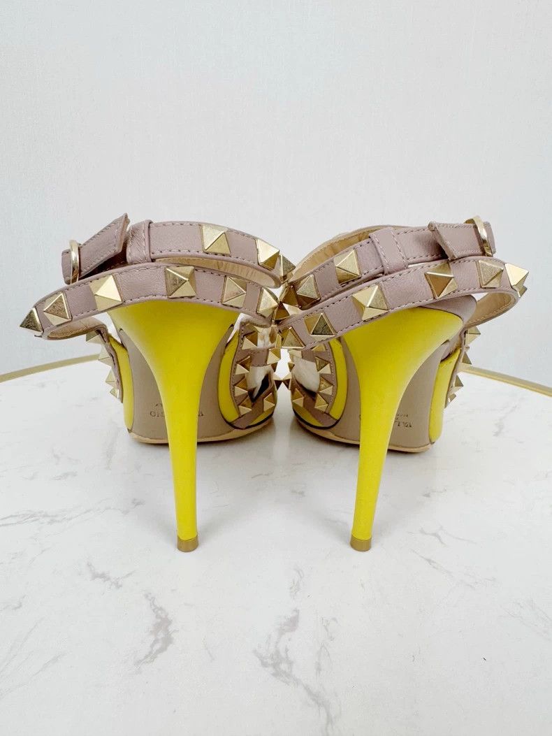 Valentino Valentino Yellow Heeled Sandals with Studs Size US 7 / IT 37 - 3 Thumbnail