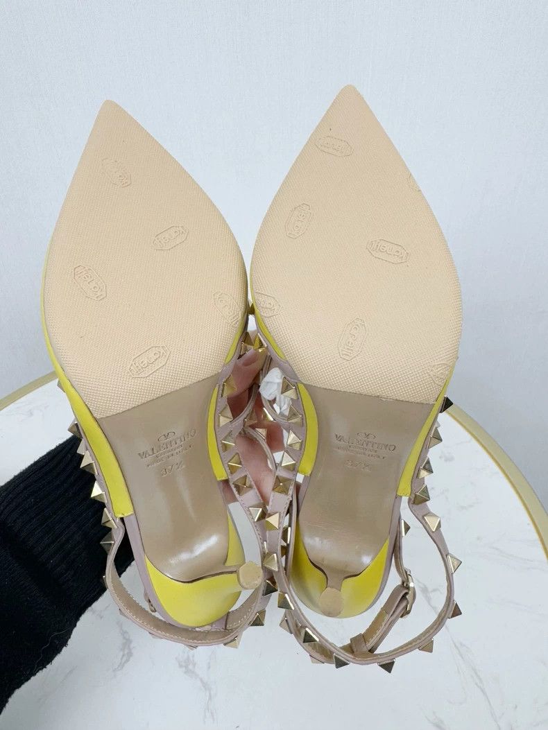Valentino Valentino Yellow Heeled Sandals with Studs Size US 7 / IT 37 - 6 Thumbnail