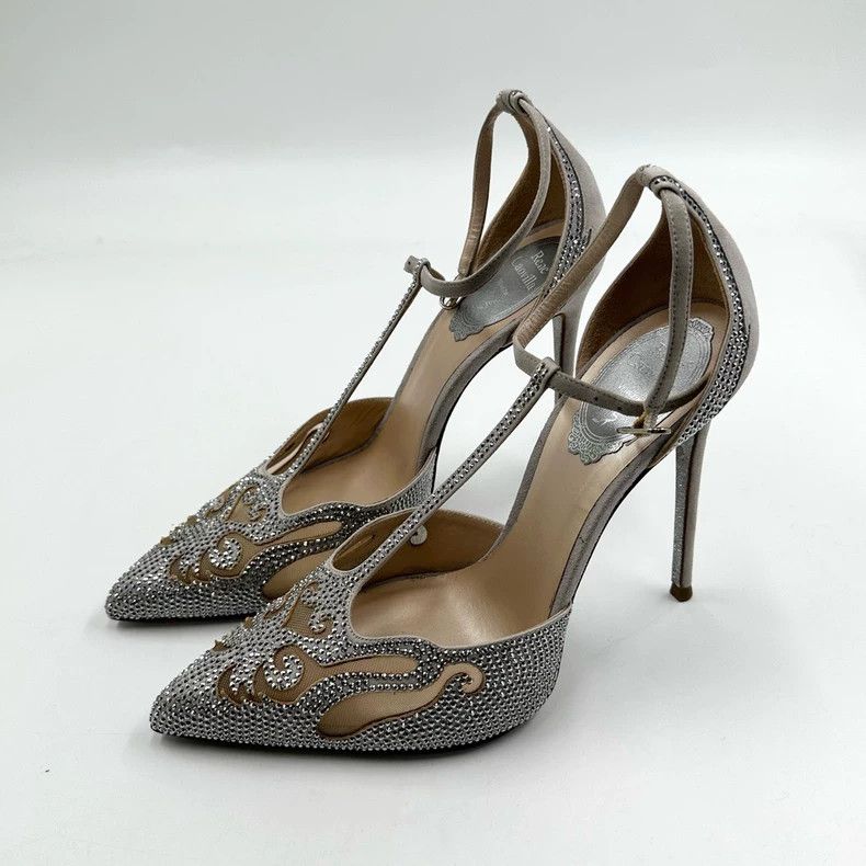 Jimmy Choo Rene Caovilla Crystal Pointed Toe Heels Size US 7 / IT 37 - 2 Thumbnail