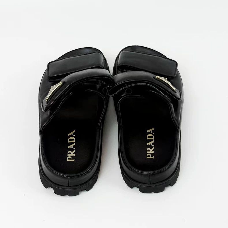 Prada Prada Black Triangle Logo Bread Slide Sandals-yf Size US 6 / IT 36 - 3 Thumbnail