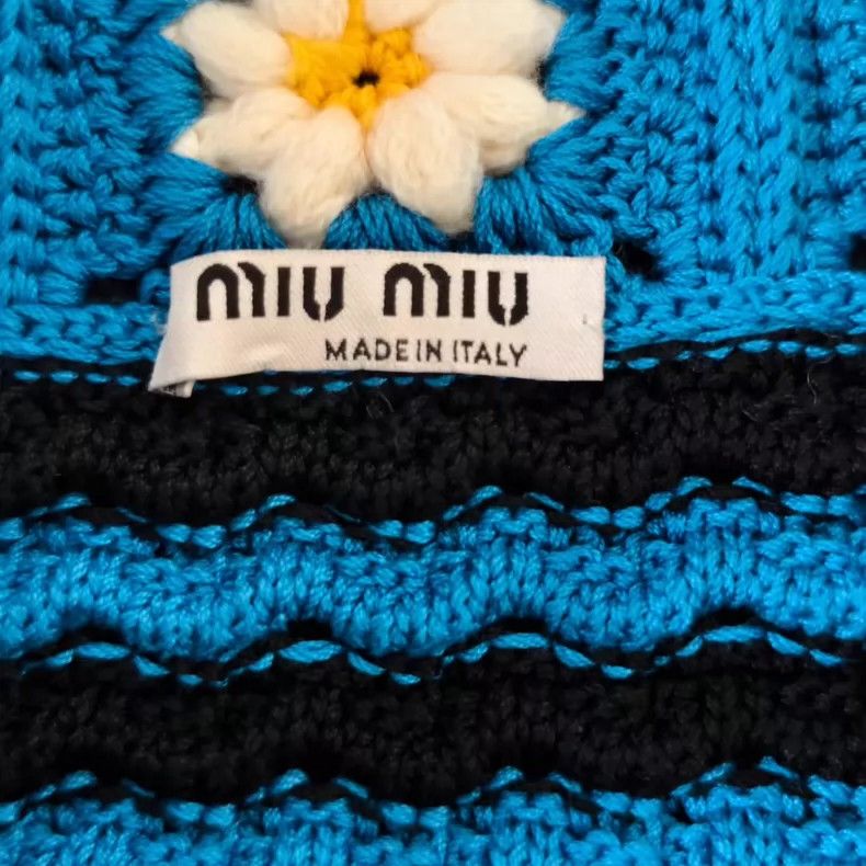 Miu Miu Blue Striped Flower Woven Skirt Size 36-yf Size 36" / US 14 / IT 50 - 3 Thumbnail