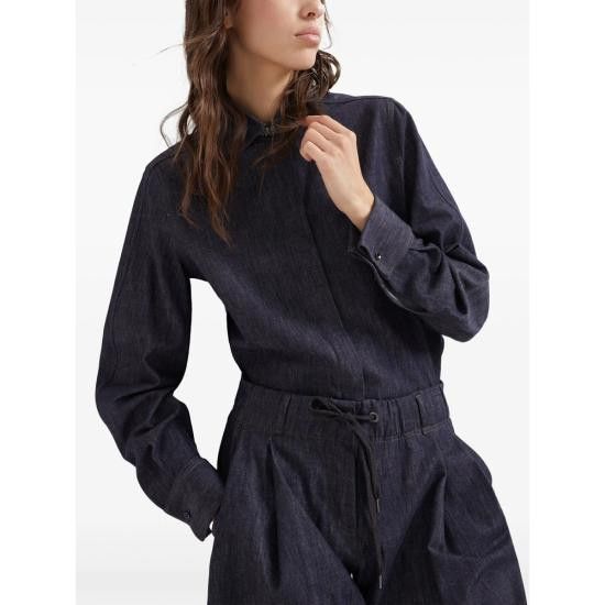 Brunello Cucinelli BRUNELLO CUCINELLI Women Shirts MA782MM606 C001 BLUE Size S / US 4 / IT 40 - 3 Thumbnail