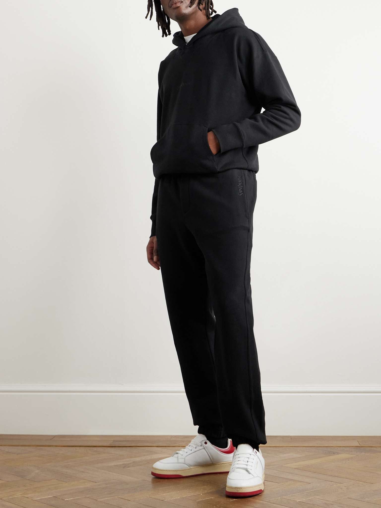 Saint Laurent Paris logo-embroidered cotton-jersey hoodie Size US M / EU 48-50 / 2 - 2 Thumbnail