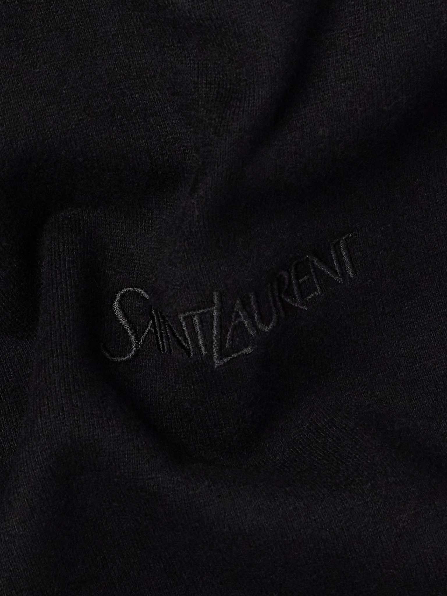 Saint Laurent Paris logo-embroidered cotton-jersey hoodie Size US XL / EU 56 / 4 - 4 Thumbnail