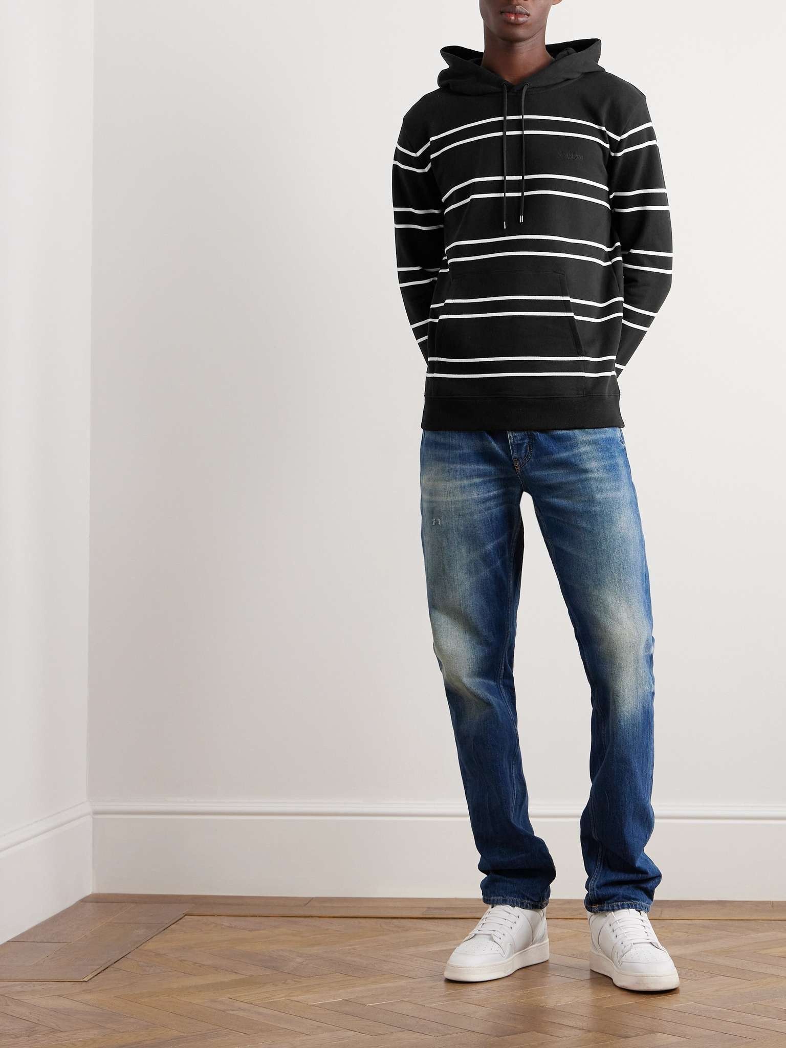 Saint Laurent Paris striped cotton-jersey hoodie Size US XL / EU 56 / 4 - 2 Thumbnail
