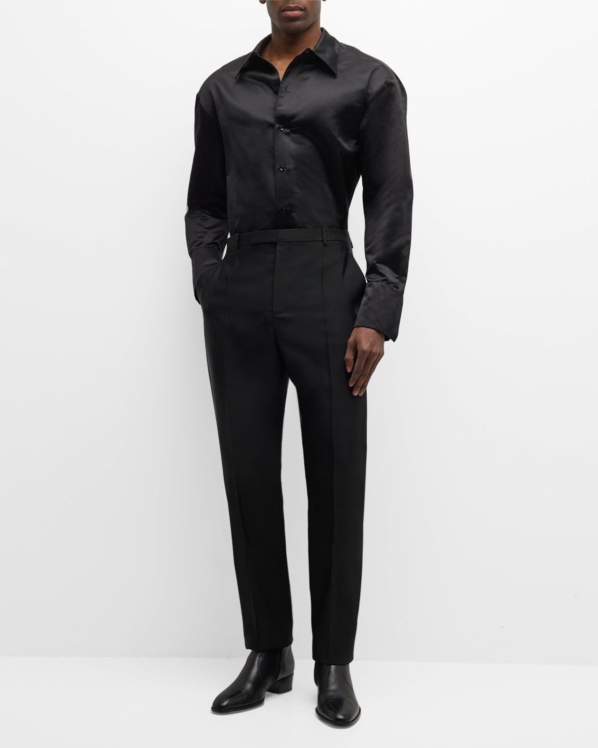 Saint Laurent Paris oversized shirt in silk duchess satin Size US L / EU 52-54 / 3 - 2 Thumbnail