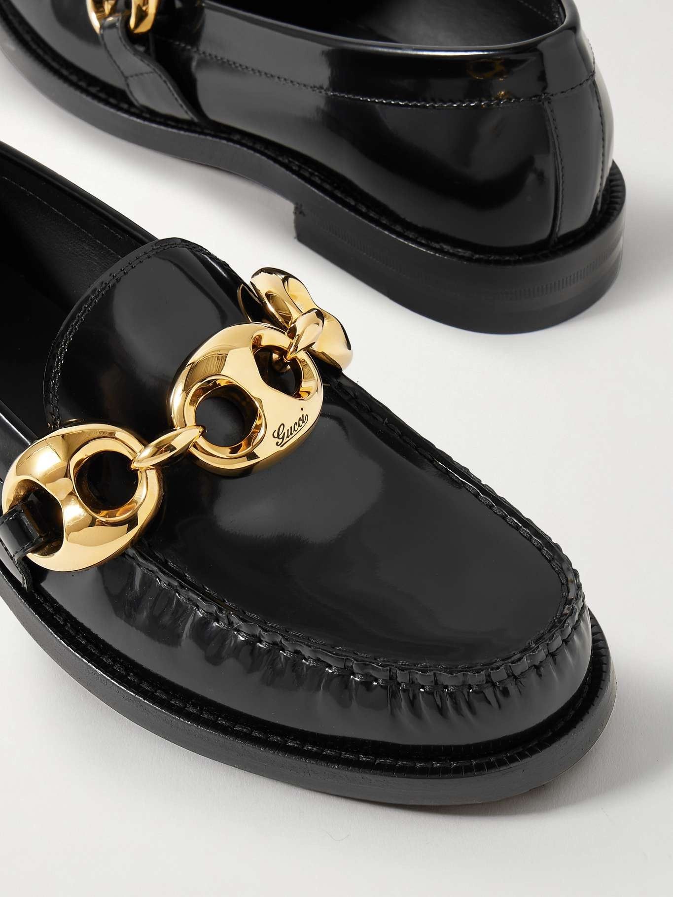 Gucci marina embellished glossed-leather loafers Size US 10 / IT 40 - 3 Thumbnail