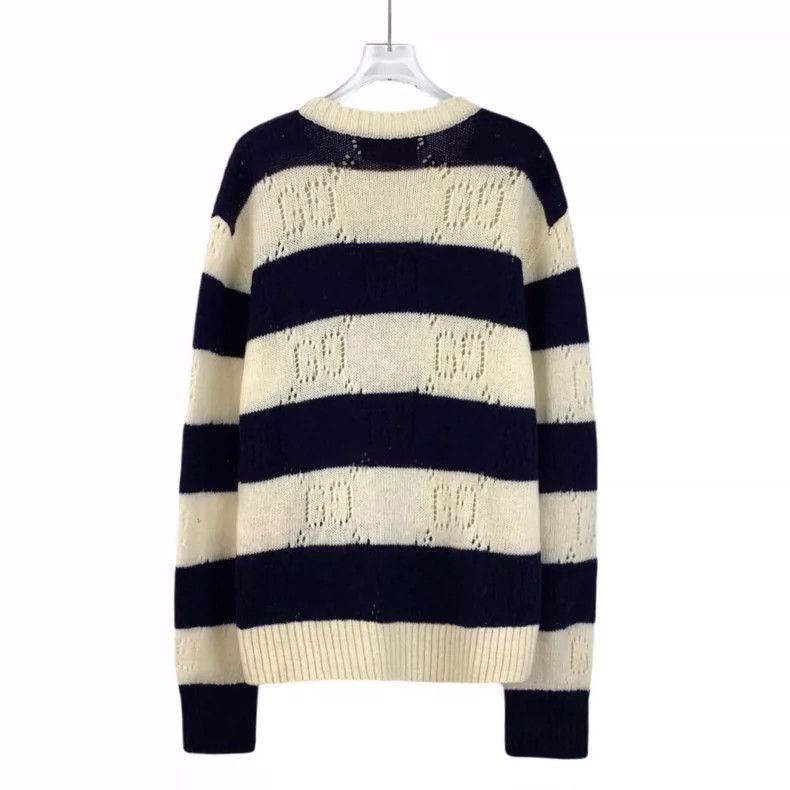 Gucci Striped Wool Sweater with Tiger Embroidery-dmc