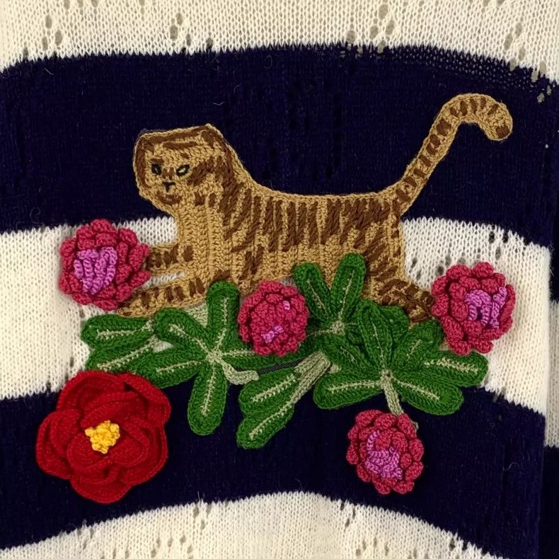Gucci Striped Wool Sweater with Tiger Embroidery-dmc