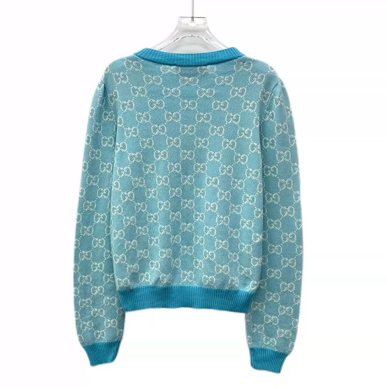 Gucci Gucci Light Blue Logo Knit Sweater-dmc Size US L / EU 52-54 / 3 - 2 Thumbnail
