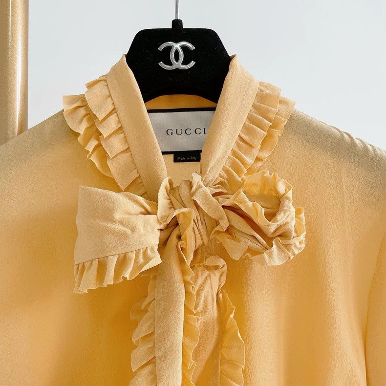 Gucci Gucci Yellow Silk Top with Ruffle Detail-dmc Size US S / EU 44-46 / 1 - 3 Thumbnail