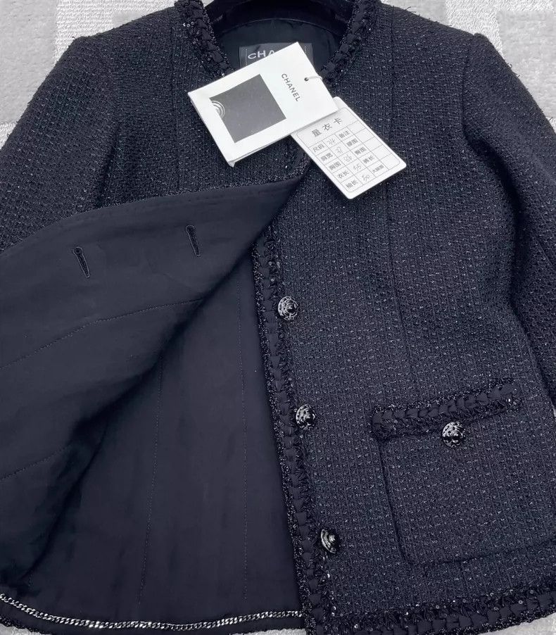 Chanel Chanel Black Tweed Jacket with Tag-dmc Size US S / EU 44-46 / 1 - 4 Thumbnail