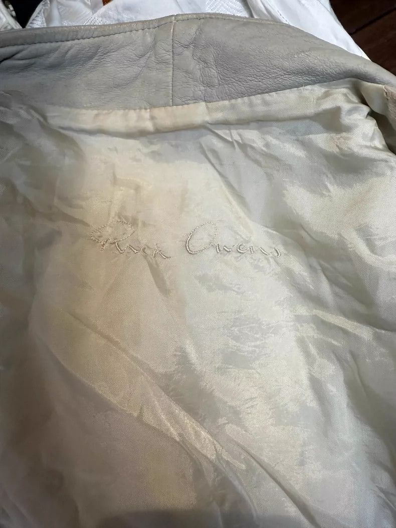 Rick Owens Rick Owens White Leather Jacket with Stains Size US S / EU 44-46 / 1 - 5 Thumbnail